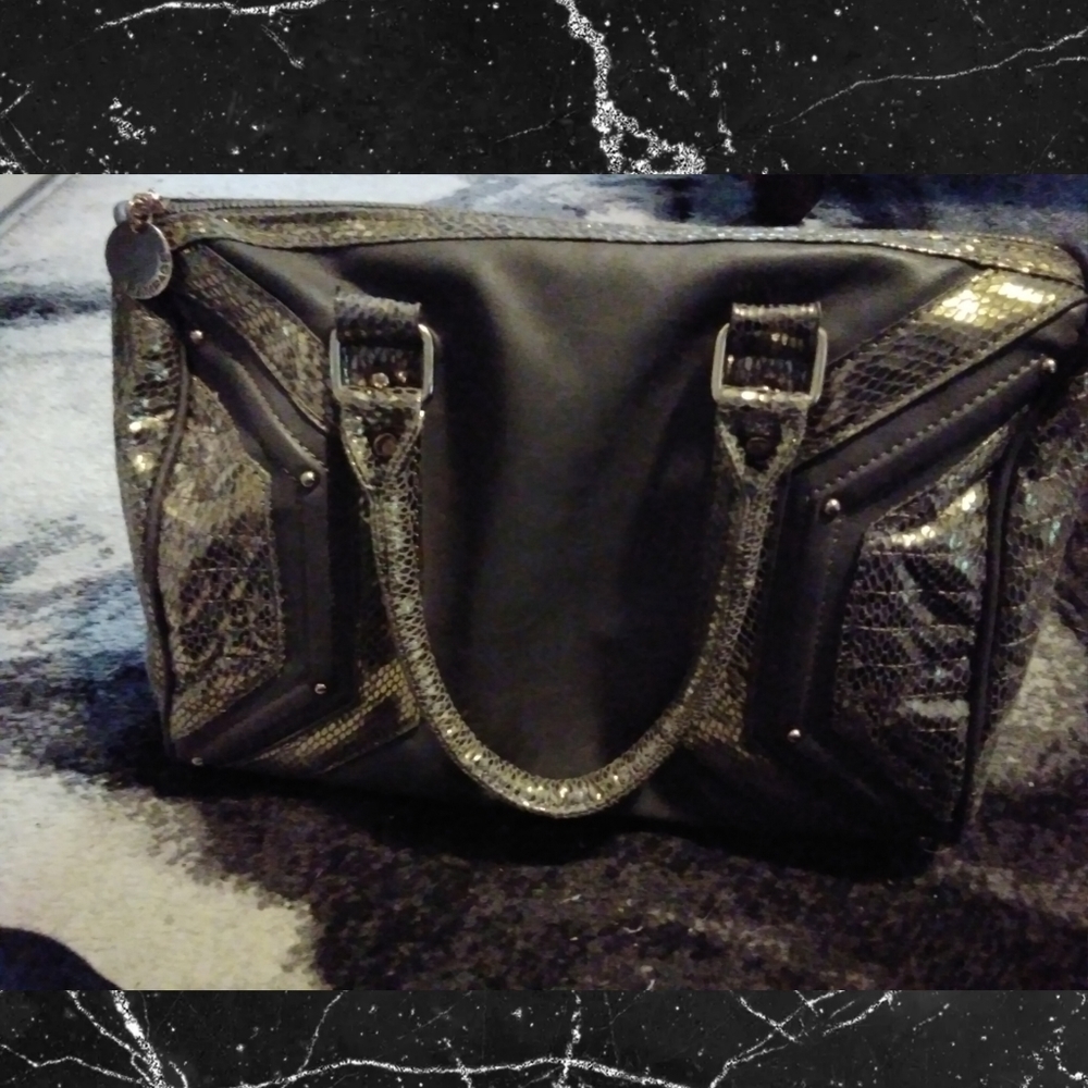 Rampage Metallic Gold Gray Satchel Handbag NWOT